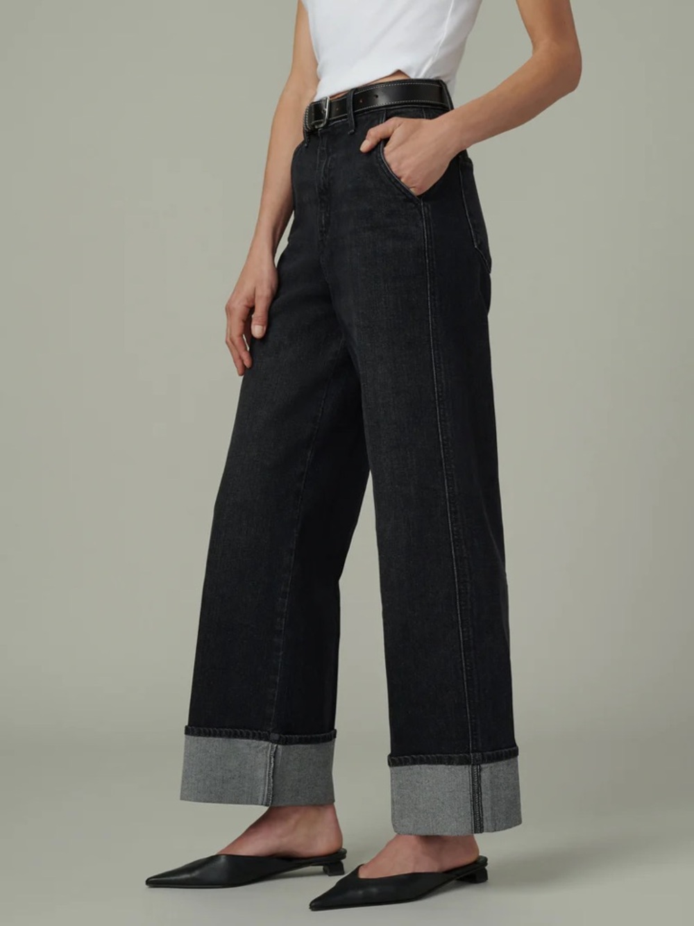 Joe’s Jeans TRIXIE HIGH RISE WIDE LEG CUFFED TROUSER in Mindset - Picture 3 of 12